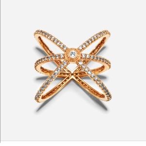 Henri Bendel Luxe Pave Orbital Gold Crystal Ring Sz 6.5